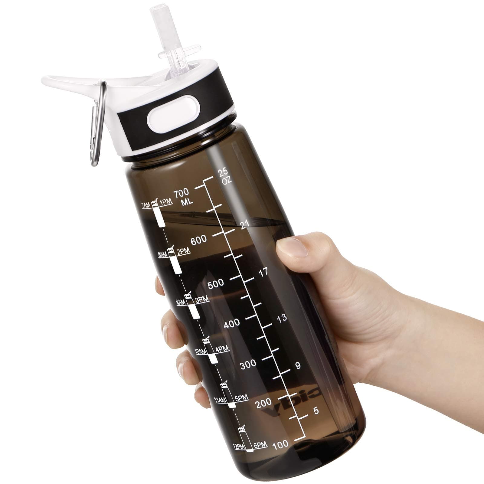 Water Bottle, 800 ML Water Bottle with Straw and Handle BPA-Free, Daily Water Intake Bottle with Time Markings Tracker to Remind the Drinking Time, Ideal for Gym Office Hydration