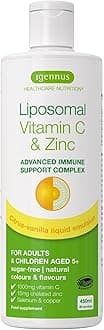 Igennus Advanced Liposomal Vitamin C 1000mg & Zinc Bisglycinate Liquid, 30-90 Servings, Immune Support Complex with Copper & Selenium for Adults & Kids, Sugar-Free, Citrus Vanilla Flavour