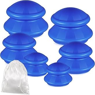 TrelaCo 6 Pcs Cupping Therapy Set, 3 Sizes Silicone Cupping Therapy, Chinese Massage Cups for Cellulite, Joint, Muscle Pain (Solid Blue)