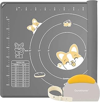 Ourokhome Silicone Baking Mat Sheet and Pastry Dough Cutter, 0.5 Inch Thick 28" X 20" BPA free Silicone Rolling Mat, Non-Stick and Anti-Slip, Dishwasher Safe (Gray)