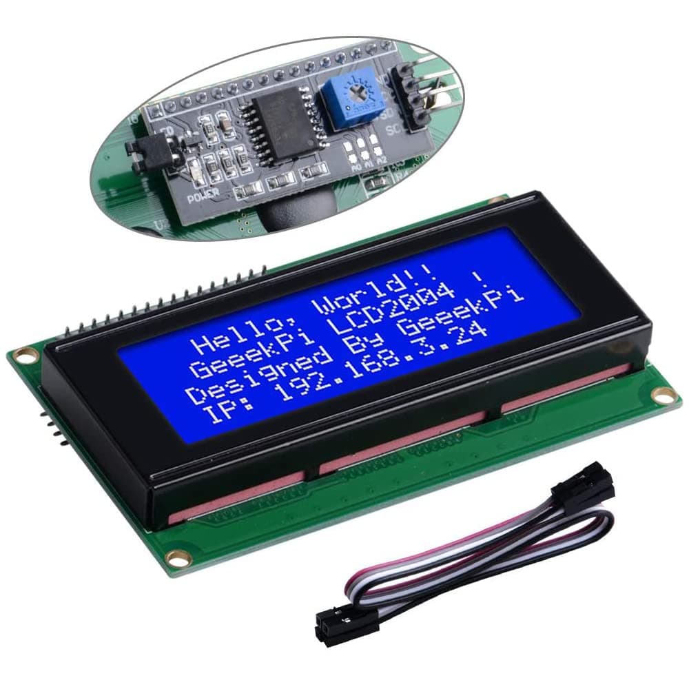 GeeekPi IIC I2C TWI Serial LCD 2004 20x4 Display Module with I2C Interface Adapter Blue Backlight for Raspberry Pi Arduino STM32 DIY Maker Project BPI Tinker Board Electrical IoT Internet of Things