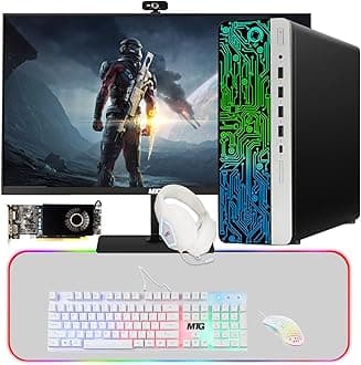 HP G3 Gaming Desktop PC, Intel Core i7 6th Gen, AMD RX 550 Graphics, 32GB RAM, 240GB SSD + 1TB HDD, MTG New 27 Inch Monitor, Gaming Kit Webcam, WiFi, Windows 11 (Renewed)