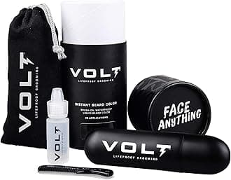 VOLT Grooming Instant Beard Color - Quick Drying Plant Based Hypoallergenic Brush on Color for Beards, Mustaches, and Eyebrows, Ebony (Brown/Black)