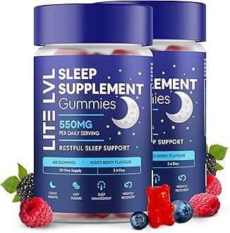 LITE LVL Twin Pack - 60 x 2 Sleep Supplement Gummies for Adults - Berry Bliss Flavoured Sleeping Gummies - Sleep Vitamins