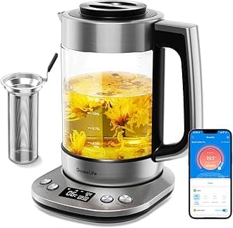 GoveeLife Smart Electric Kettle with Tea Infuser, 1.7 L Electric Kettle with Brewing Program, Variable Temperature Control, 2 H Keep Warm & Auto Shut off, BPA Free, Silver