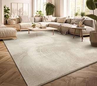 TT Home Large Rug Short Pile Monochrome Modern Design Washable, colour: Cream, Size:240x340 cm