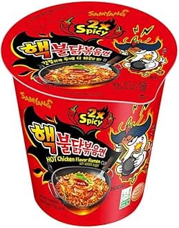 2x Spicy Extreme Hot Chicken Ramen Cup Noodles With Added Sugar, 70g