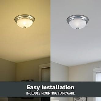 DESIGNERS FOUNTAIN 2-Light Flush Mount Ceiling Light, 11 Inch Lighting Fixture for Kitchen, Bedroom, Bathroom, and Hallway, White Alabaster Glass, Pewter, 1257S-PW-AL