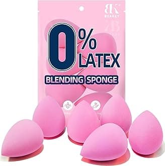 BEAKEY Super Soft Makeup Sponge Set of 6, Makeup Sponges for Foundation, Liquid, Cream and Powder, Pink Beauty Sponge for Blending, 0 Latex Blender