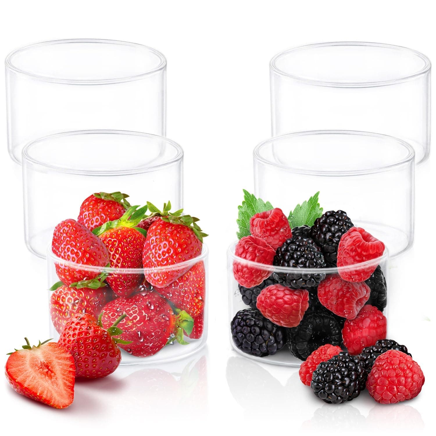 Borosil Stackable Serving Katorie Set | Borosilicate Glass Bowl for Kitchen & Dinning | Kattori Bowl for Serving Dips, Chutney, Herbs, Sauce, Ketchup | Microwave & Dishwasher Safe (105 ml)