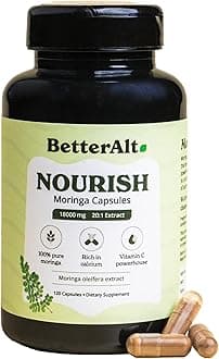 Better Alt Moringa Capsules 18000mg with 20:1 Extract,120| Rich in Calcium |100% Pure Moringa Leaf Powder Supplements | Vitamin C Powerhouse & Green Superfood