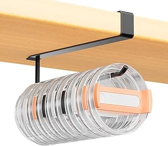 1 Pack Large Tumbler Lid Organizer, Under Cabinet Cup Holder for Yeti/Stanley/Simple Modern Mugs, No Gluing, No Drilling, Fits Up to 10 Lids (Black)