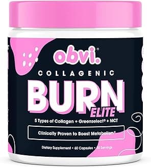 Obvi Burn Elite | Supports Metabolism Boost, Energy, and Focus | Supplement with Collagen and Green Tea | Supports Healthy Hair, Skin, Nails, and Joints | 60 Capsules, 30 Servings