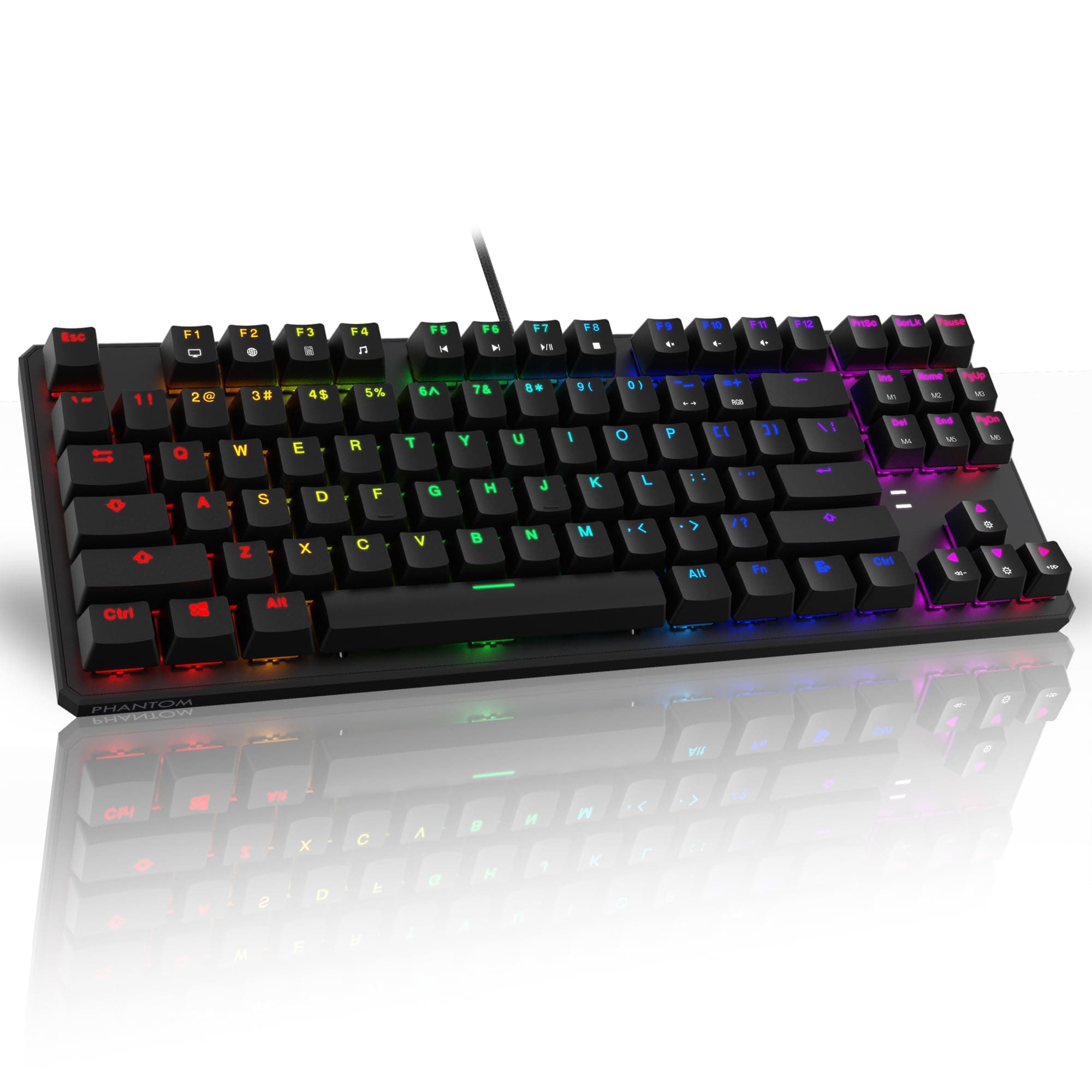 TECWARE Phantom 87 Key RGB Mechanical Gaming Keyboard | Outemu Blue Switch | 16.8M Color LED Lighting | 18 Pre-Set | Low Latency | N-Key Rollover | Software Customizable Keys | Wired USB Connection