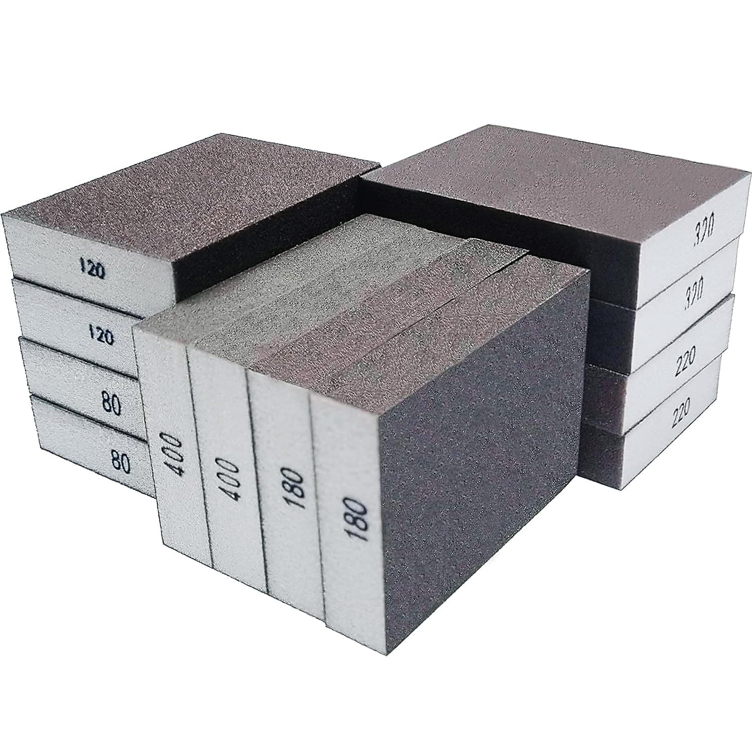 12 Pack Sanding Sponges - Coarse/Medium/Fine/Superfine 6 Different Specifications Sanding Blocks Assortment for Drywall/Meta/Woodl