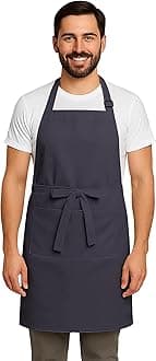 CRASOME Apron for Kitchen | Unisex Cooking Apron with 2 Pockets and Adjustable Straps | Apron for Chef, Hotel, Cafe, Restaurant, Gardening, Workshop