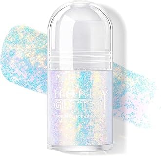 Roll-on Holographic Body Glitter Gel for Face Hair, Chameleon Color Changing Glitter Gel Under Light, Chunky Mermaid Sequins Festival Party Rave Accessories Shimmer Makeup (12# Sparkling Blue)