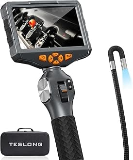 Teslong Two-Way Articulating Borescope with Light, 5-inch IPS Endoscope Inspection Camera with Articulation Head, Automotive Mechanics Fiber Optic Scope-0.33inch