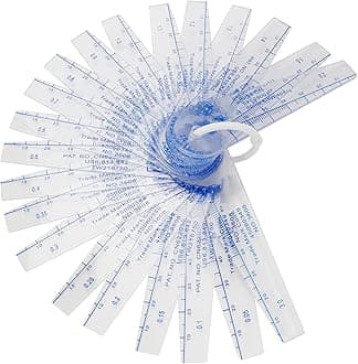 Feeler Gauge Plastic Metric Gap Measuring Tool 0.05mm to 3mm 21 Leaf Filler Gauge for Spark Plug, Valve, Measuring Gap Widths and Thicknesses