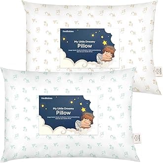 KeaBabies 2-Pack Toddler Pillow 13x18 - Soft Organic Cotton Kids Travel Bed Pillows for Sleeping, School, Nap, Machine Washable, Toddlers 2 to 5, Pillowcase Sold Separately (Excavator)