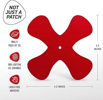 Not Just A Patch X-Patch CGM Sensor Patches (20 Pack) - Water Resistant Omnipod 5 Adhesive Patches - Durable for Active Lifestyle for 10-14 Days - Compatible with Dexcom G6, Libre 2 in Red