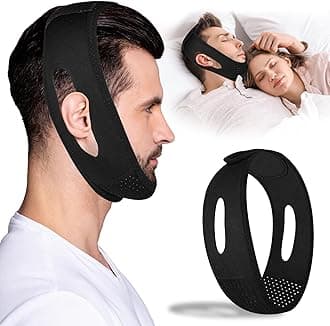 Chin Strap for Sleeping - Anti Snoring Devices - Effective Snoring Solution - Adjustable Breathable Anti Snore Chin Strap - Airflow Jaw Strap for Friendly Comfortable Sleeping (Black）