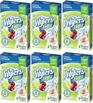 Wyler's Light Singles To Go, Cherry Limeade Water Drink Mix, 48 Total Powder Drink Mix Packets (Pack of 6)