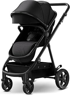 Mompush Meteor2 Baby Stroller 2-in-1 with Newborn Mode, Compatible with Infant Car Seat Adapter Included, Full-Size Bassinet Strollers for Family Outings