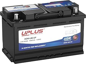 UPLUS BCI Group 94R Car Battery, AGM-L80-UP Maintenance Free 12V 80Ah Premium AGM Batteries H7 L4 Automotive Battery, 850CCA, 140RC