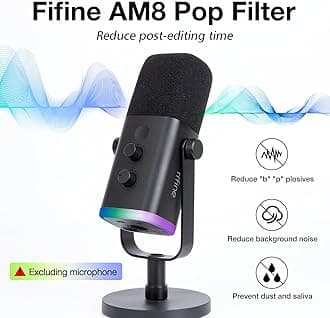SUNMON compatible with AM8 Mic Pop Filter - Microphone Cover Compatible with XLR Dynamic Microphone, Soundproofing Noise Reduction, Improving Sound Quality, Pop Filter for Mic