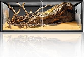 68 Gallon Reptile Tank, Large Terrarium for Bearded Dragons, Snakes, Leopard Geckos, Sliding Door & Top Ventilation, 48" x 18" x 18" Easy-to-Maintain Reptile Enclosure