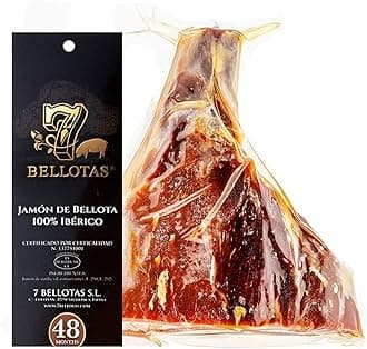 7 BELLOTAS 100% Iberico Ham | Made From Acorn Fed Iberico Pigs and Natural Curation Process | Spanish Jamon Pata Negra | Jamon Iberico Bellota | 48 Months (Boneless + 1,0 Kg.)