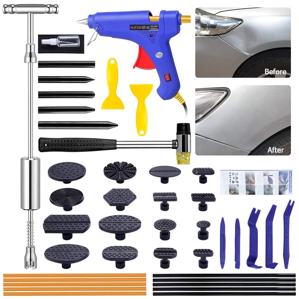 Auto Body Dent Repair Tools - Dent Puller with Slide Hammer T Bar Dent Puller for DIY Car Body Hail Dent Removal Dent Damage Remover
