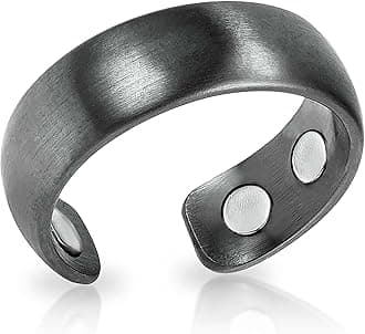 MagnetRX® Magnetic Ring - Elegant Stainless Steel Ring - Magnet Rings for Women & Men (Gunmetal, Size: 10)