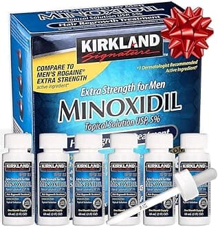 Minoxidil Liquid Extra Strength Hair Regrowth Treatment for Men, 5% Topical Solution, 6 Months Supply - Dropper Applicator and Bonus Free Instructional Guide Included