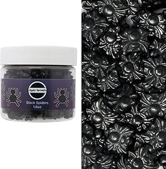 Halloween Candy Shape Sprinkles (Black Spiders, 2oz Jars)