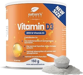 Vitamin D3 Powder 2000 IU, 150 g - 30 Servings - High-Dose Vitamin D for Immune Support, Bone & Muscle Health - Optimal Absorption, Sugar-Free, Lemon Flavor