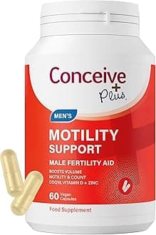 Conceive Plus Men's Motility Support Supplement - Boost Sperm Quality & Count - Male Fertility Supplements for Hormonal Balance, Reproductive Health & Fertility, Ginseng, Zinc, CoQ10-60 Capsules