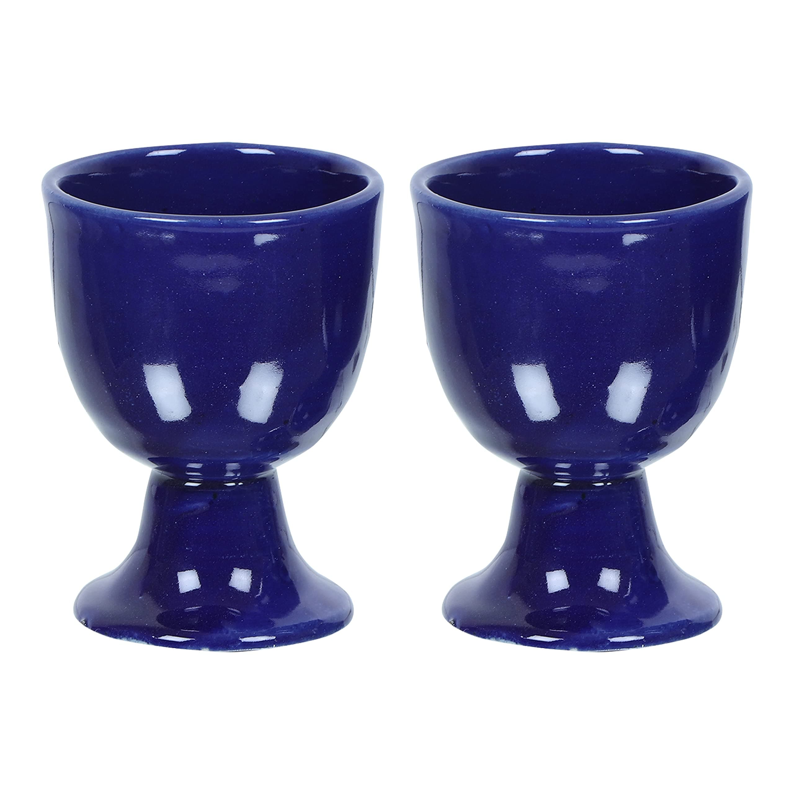 Soft Boiled Egg Holder | Ceramic Egg Cup Set | Ceramic Egg Holder Pottery Housewarming Gift Set of 2 (Blue)
