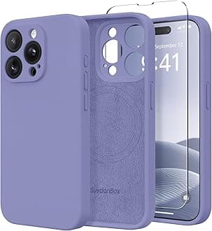 Magnetic for iPhone 14 Pro Case, Compatible with MagSafe, [Full Camera Protection][Screen Protector] Silicone Shockproof Protective Phone Case for iPhone 14 Pro 6.1", Lavender Gray