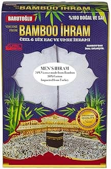 Modefa Islamic Ihram Set For Hajj Umrah - Set Of 2 - Bamboo Cotton Towels 110 X 220Cm