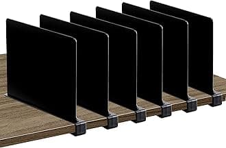 CY craft Acrylic Shelf Divider, Wood Shelf Dividers,Black Closet Shelf Separators Clothing Organizer Perfect for Bedroom Shelving Organization and Kitchen Cabinet Shelf Storage,6 PCS