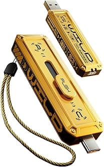 1TB External SSD 1000MB/s Read Write Speed,USB 3.2 Gen2+USB C Flash Drive with Dual Ports, Portable SSD 3-Stage Push-Pull Design, Thumb Drive for iPhone 15/16 Series/Mac/Android Phone etc