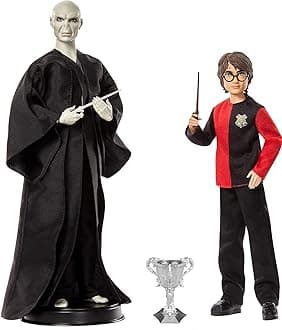Mattel Harry Potter 2-Pack Gift Set: 12-inch Voldemort & 10.5-inch Harry Dolls with Film-Inspired Fashion & Wands, Ages 6+