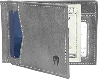 Bryker Hyde RFID Blocking Slim Minimalist ID Inside Front Pocket Wallet, Premium Full Grain Leather, Money Clip, 9 card Slots, Leather (Slate Gray)