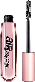 L'Oreal Paris Makeup Air Volume Mega Mascara, Lightweight & Long-lasting Volumizing Mascara for Voluminous Eyelashes, Washable Blackest Black, 0.3 Fl Oz
