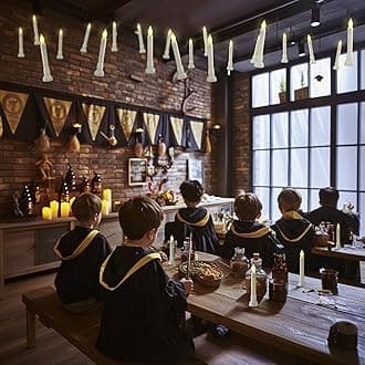 Homemory 12 Pcs Hanging Floating Candles with Wand Remote, Magic Deco, Warm White LED, Battery Included