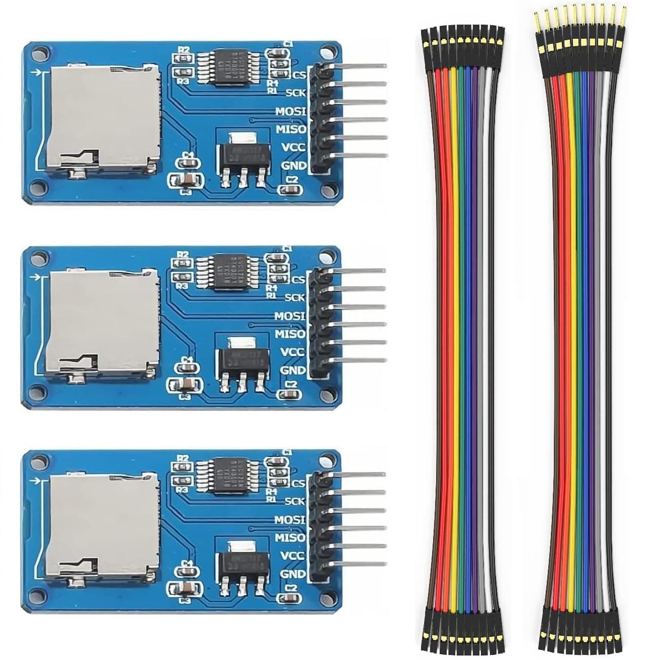 3 Pcs Micro SD TF Card Adapter Reader Module with Logic Level Chip 3.3V 5V 6 Pin SPI Interface Compatible with for Arduino Raspberry Pi ESP32