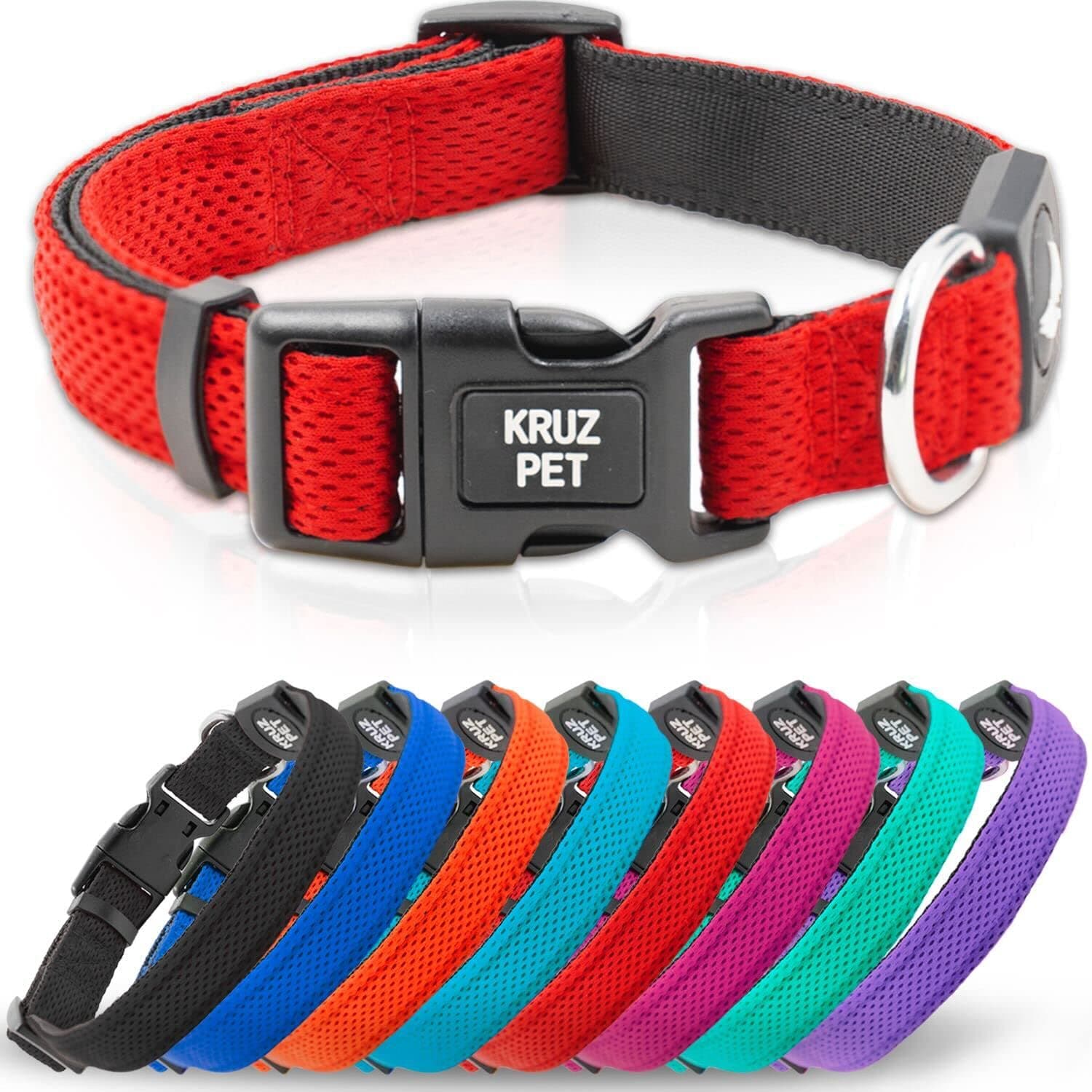 Dog Collar for Small Dogs (3/4 in Width, 10.5–14.5) | Adjustable Padded Red Dog Collar with Heavy Duty D Ring | Soft Comfortable Fit for Puppies and Small Dogs | Small