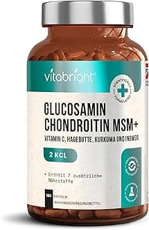 Glucosamine and Chondroitin MSM Joint Care Complex - 180 High Strength Capsules with Turmeric, Vitamin C, Ginger & Rosehip - Premium Glucosamine Sulphate Joint Supplement - Made in UK